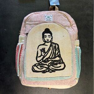 Handmade Hemp Backpack – Buddha Meditation Design
